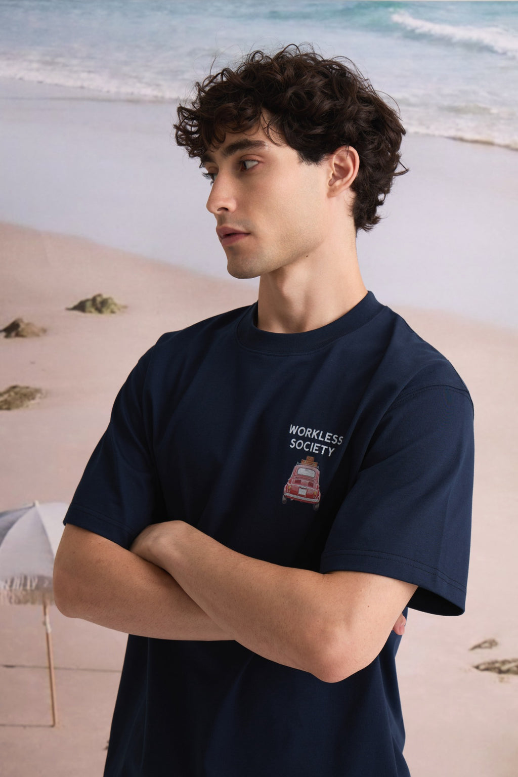 EVC WORK LESS LIVE LOUD TEE - NAVY