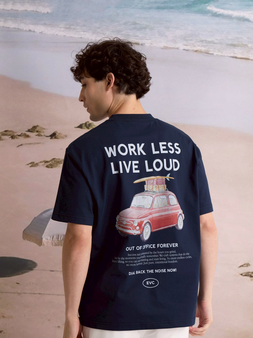 EVC WORK LESS LIVE LOUD TEE - NAVY