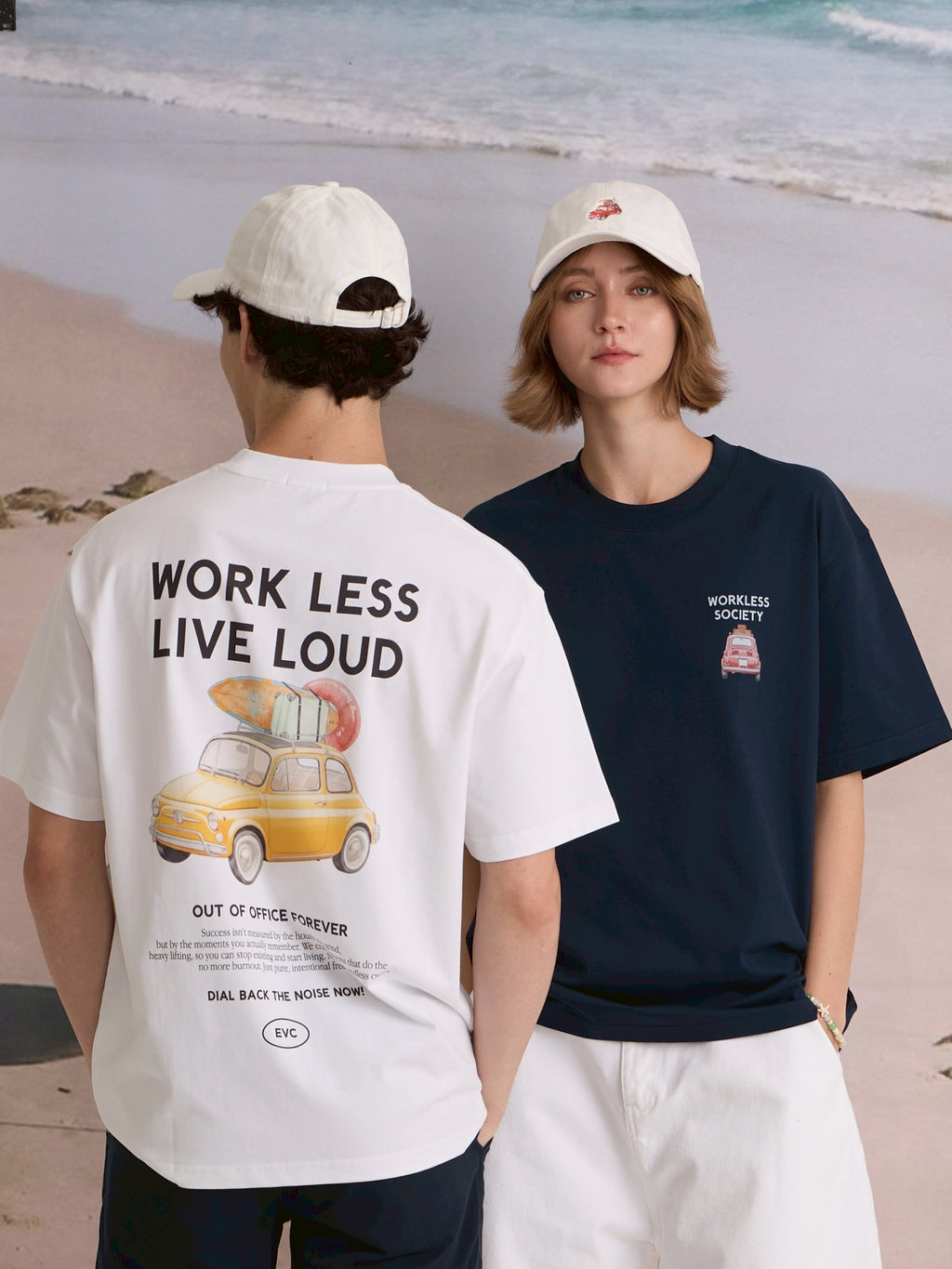 EVC WORK LESS LIVE LOUD TEE - NAVY