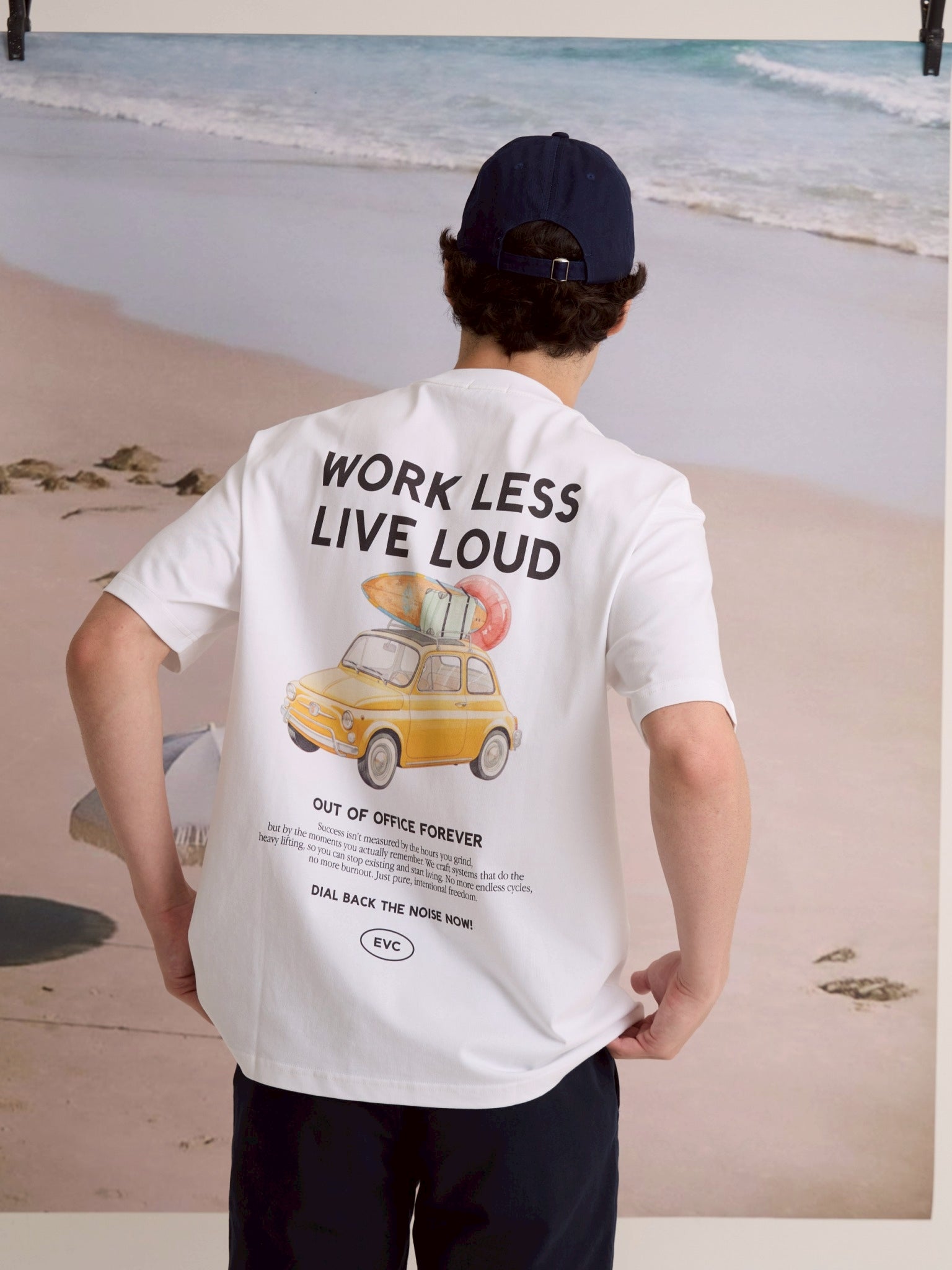 EVC WORK LESS LIVE LOUD TEE - WHITE