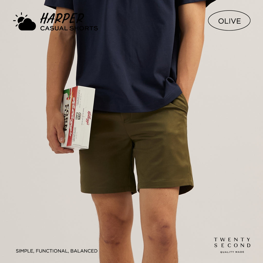 HARPER CASUAL SHORTS - OLIVE