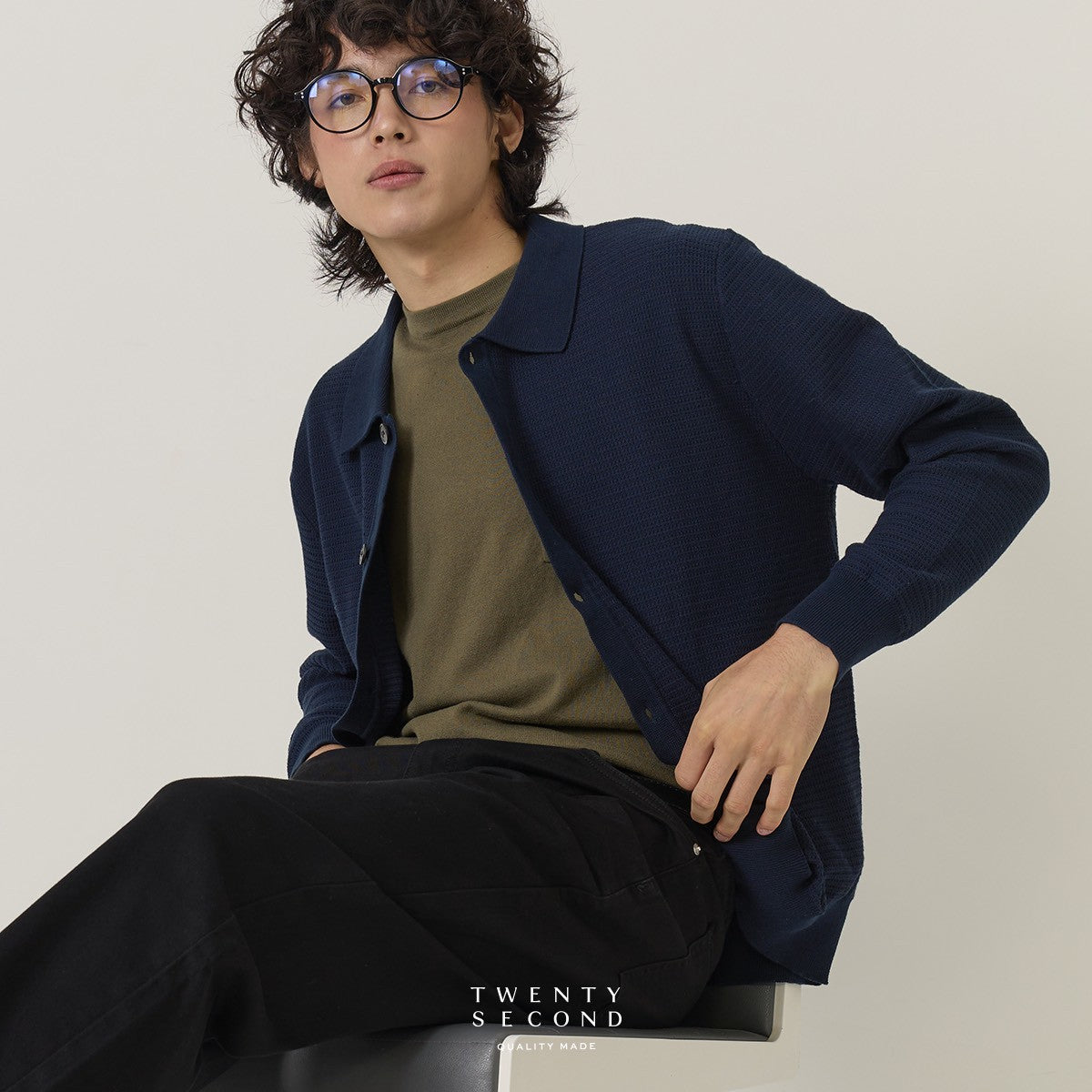 MILES KNIT OVERSHIRT - NAVY