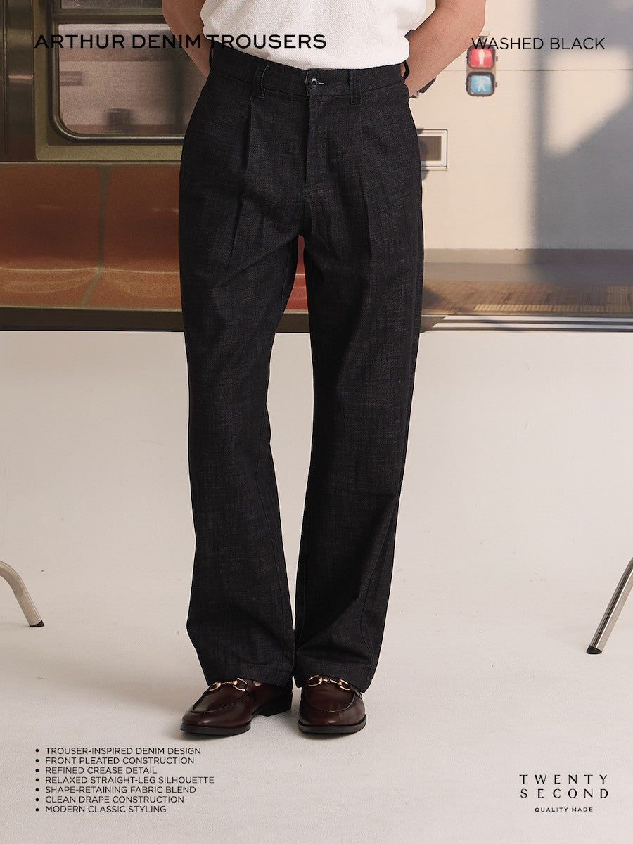 ARTHUR DENIM TROUSERS - WASHED BLACK