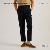 CLASSIC PLEATED TROUSERS - NAVY