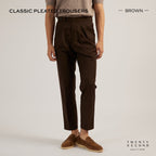 CLASSIC PLEATED TROUSERS - BROWN