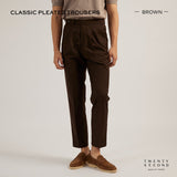 CLASSIC PLEATED TROUSERS - BROWN