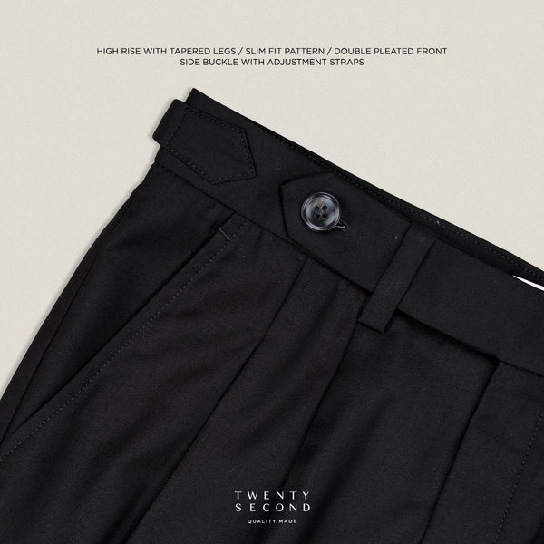 CLASSIC PLEATED TROUSERS - BLACK
