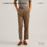 CLASSIC PLEATED TROUSERS - KHAKI