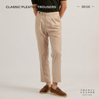 CLASSIC PLEATED TROUSERS - BEIGE