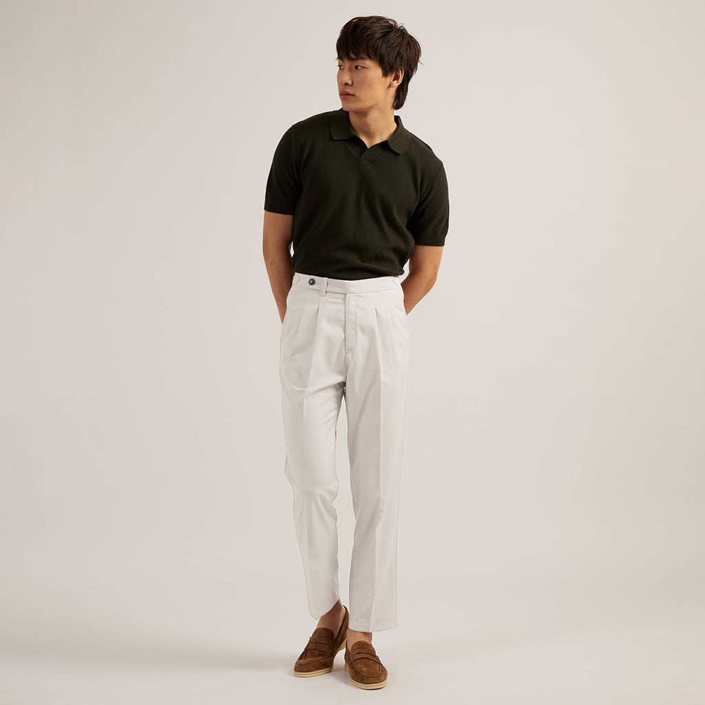 CLASSIC PLEATED TROUSERS - WHITE