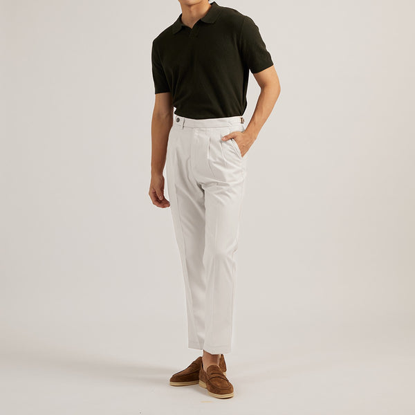 CLASSIC PLEATED TROUSERS - WHITE
