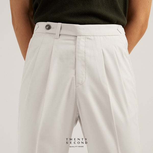 CLASSIC PLEATED TROUSERS - WHITE