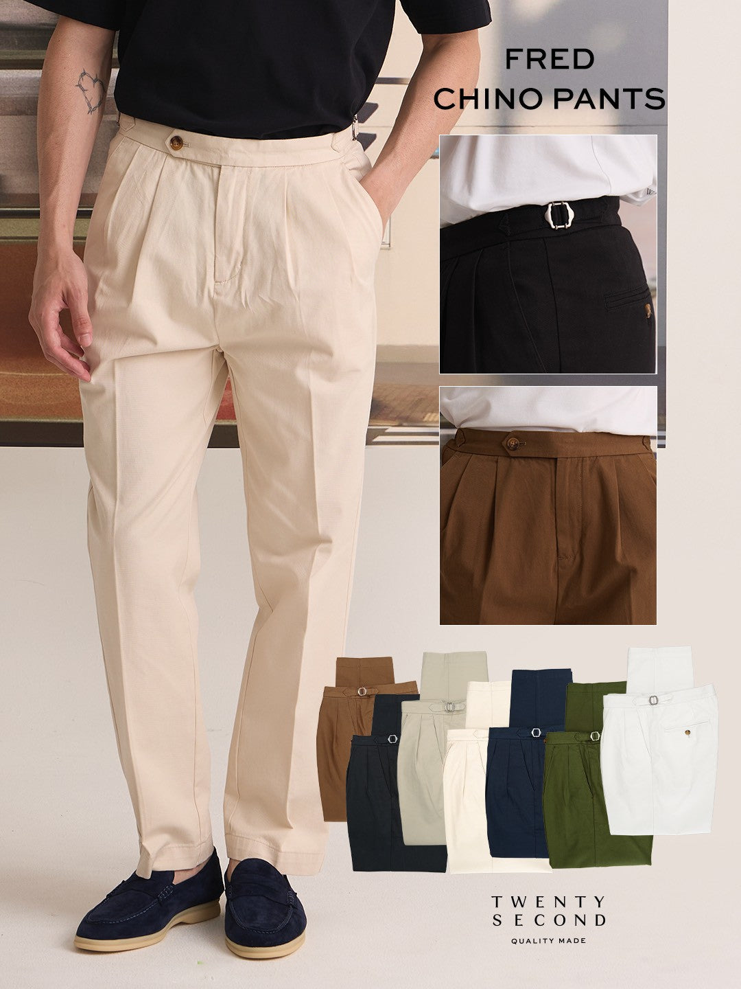 FRED CHINO PANTS - WHITE