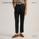 CLASSIC PLEATED TROUSERS - BLACK