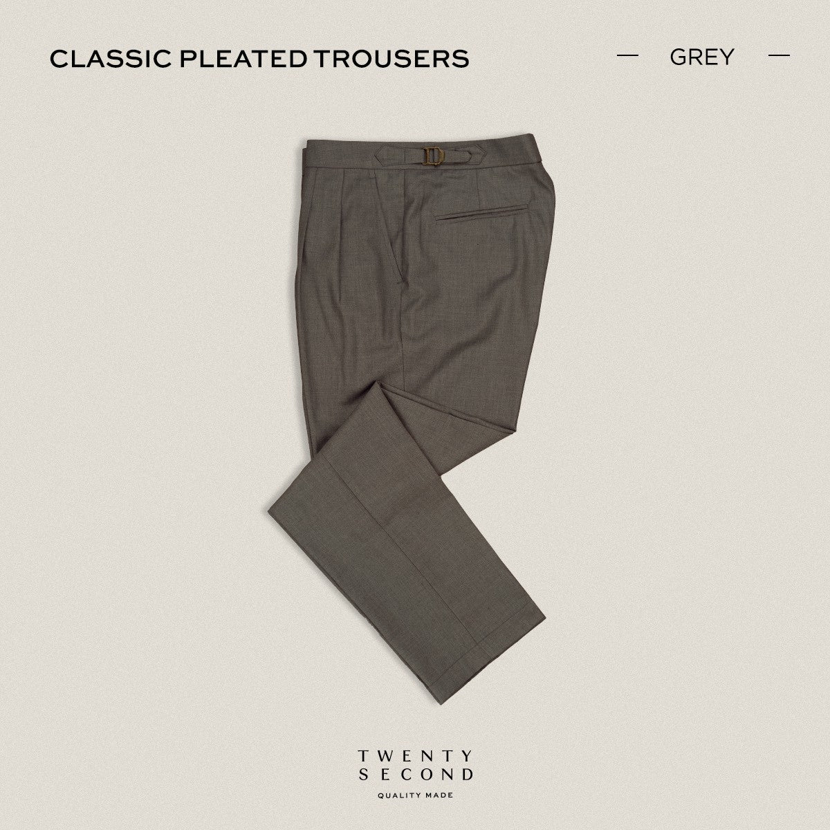 CLASSIC PLEATED TROUSERS - GREY