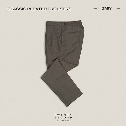 CLASSIC PLEATED TROUSERS - GREY