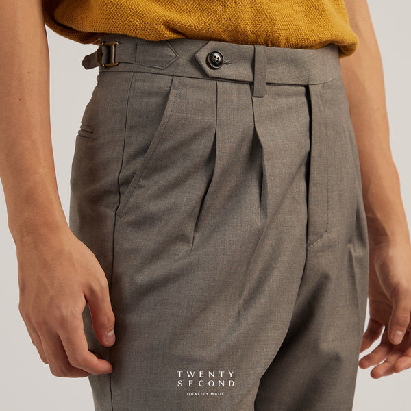 CLASSIC PLEATED TROUSERS - GREY