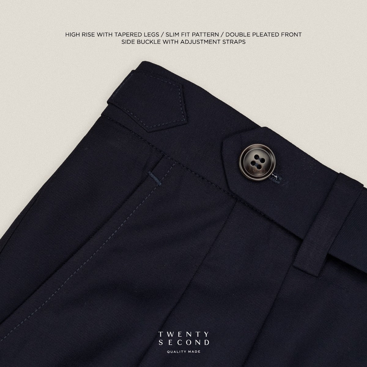 CLASSIC PLEATED TROUSERS - NAVY