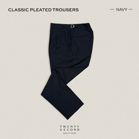 CLASSIC PLEATED TROUSERS - BLACK
