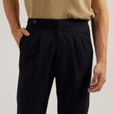 CLASSIC PLEATED TROUSERS - NAVY
