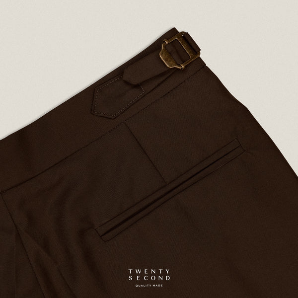 CLASSIC PLEATED TROUSERS - BROWN