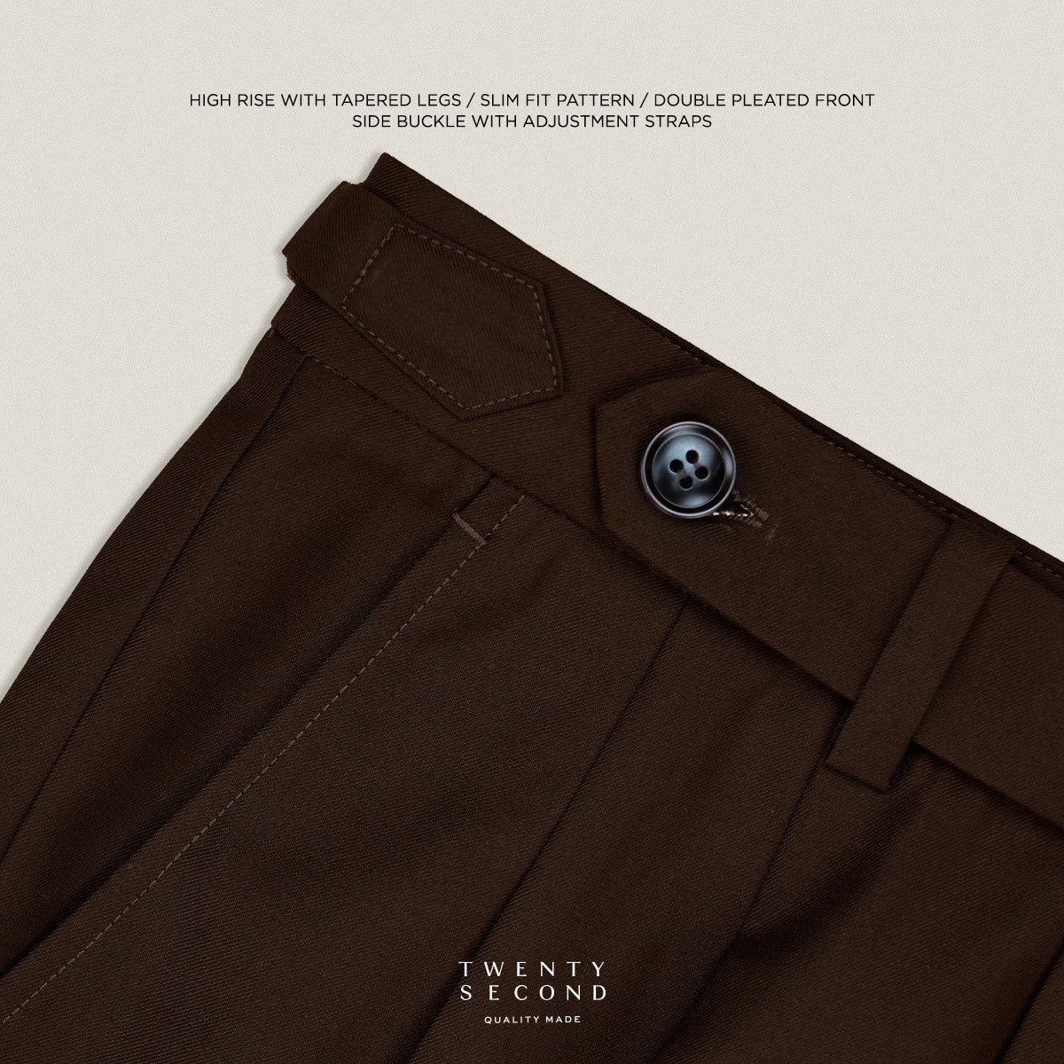 CLASSIC PLEATED TROUSERS - BROWN