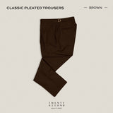 CLASSIC PLEATED TROUSERS - BROWN