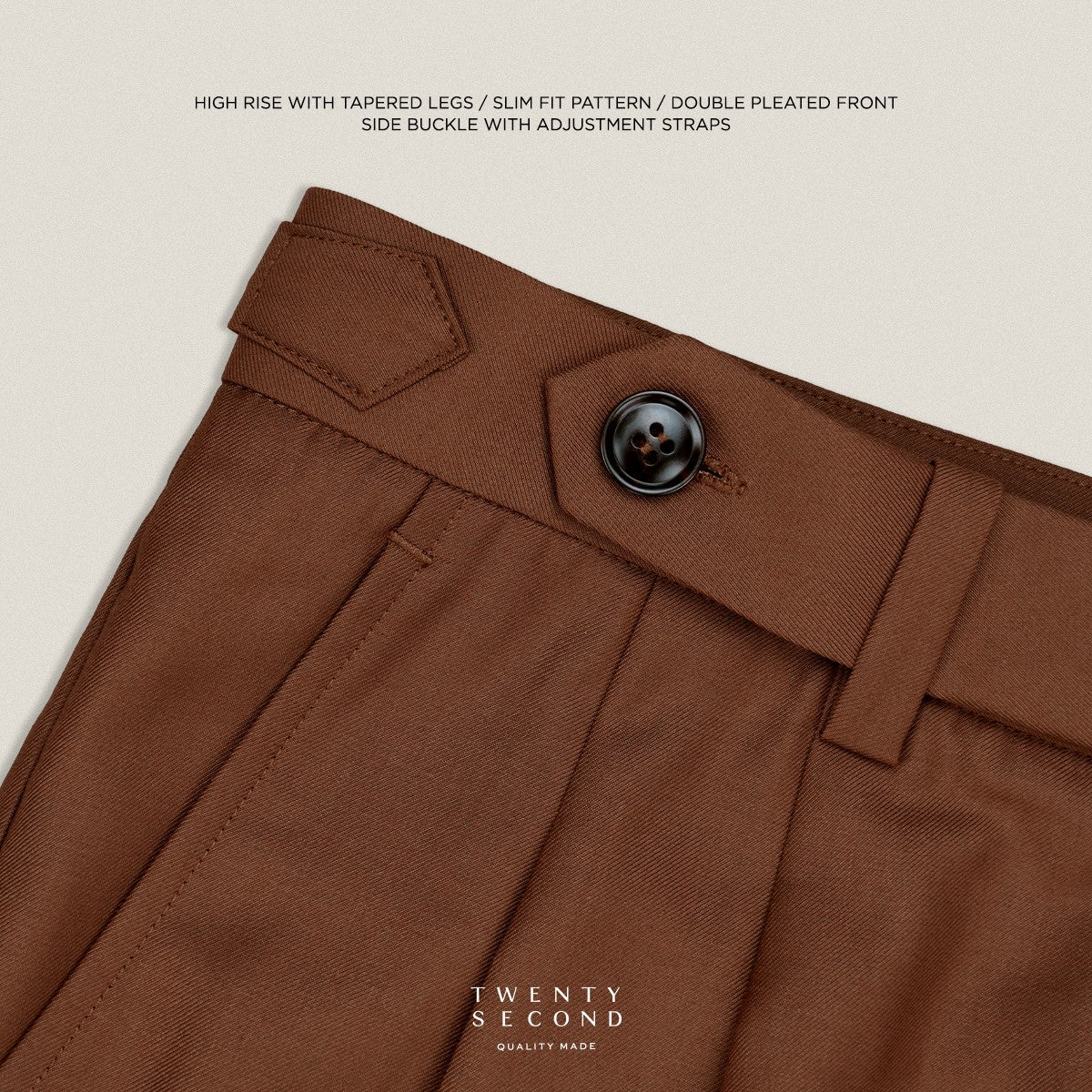 CLASSIC PLEATED TROUSERS - BRICK