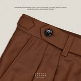 CLASSIC PLEATED TROUSERS - BRICK