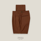 CLASSIC PLEATED TROUSERS - BRICK