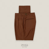 CLASSIC PLEATED TROUSERS - BRICK