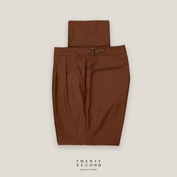 CLASSIC PLEATED TROUSERS - BRICK