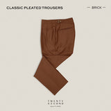 CLASSIC PLEATED TROUSERS - BRICK