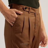 CLASSIC PLEATED TROUSERS - BRICK