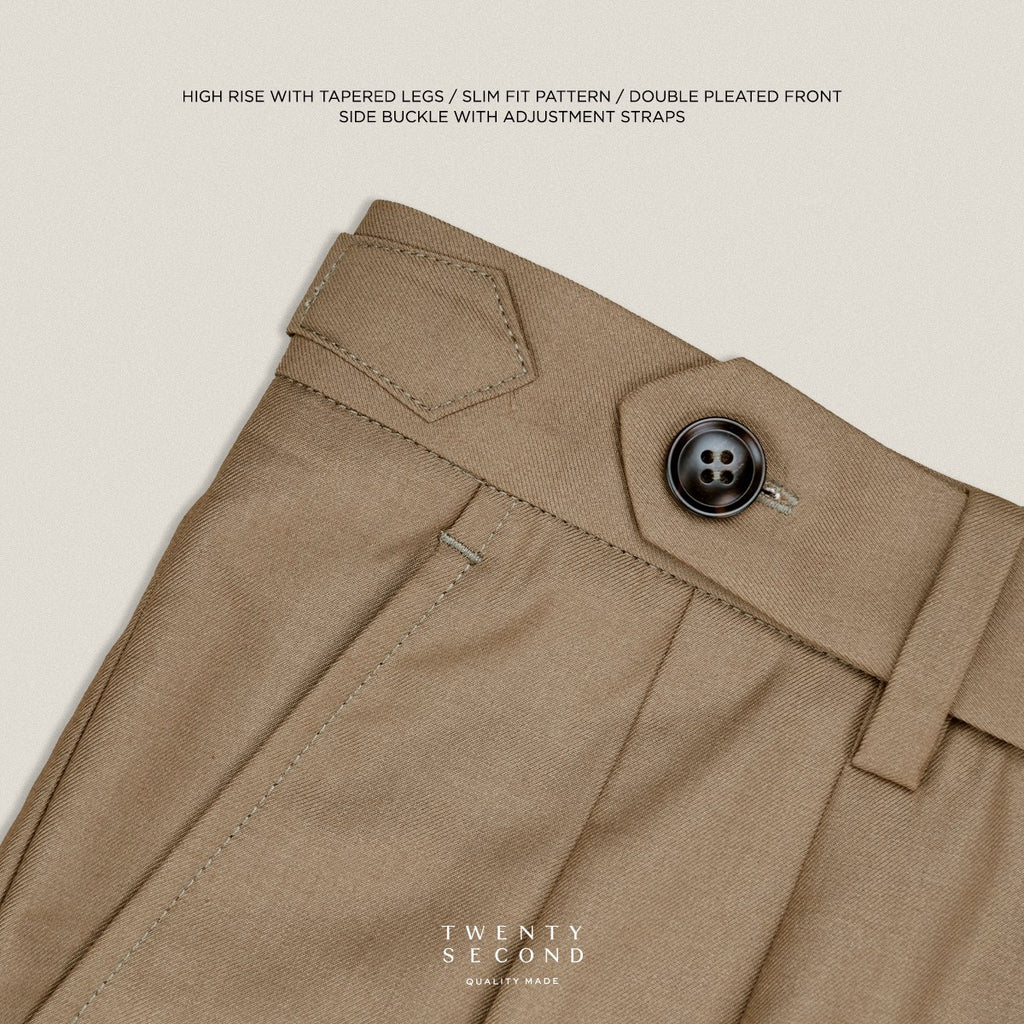 CLASSIC PLEATED TROUSERS - KHAKI