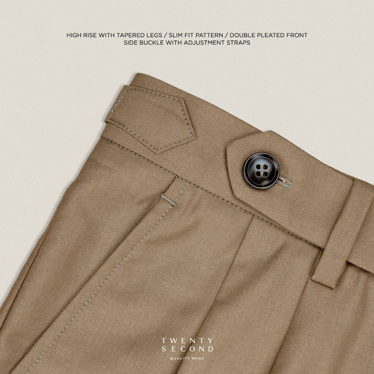 CLASSIC PLEATED TROUSERS - KHAKI