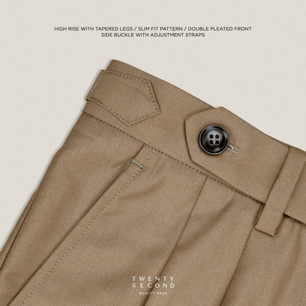 CLASSIC PLEATED TROUSERS - KHAKI
