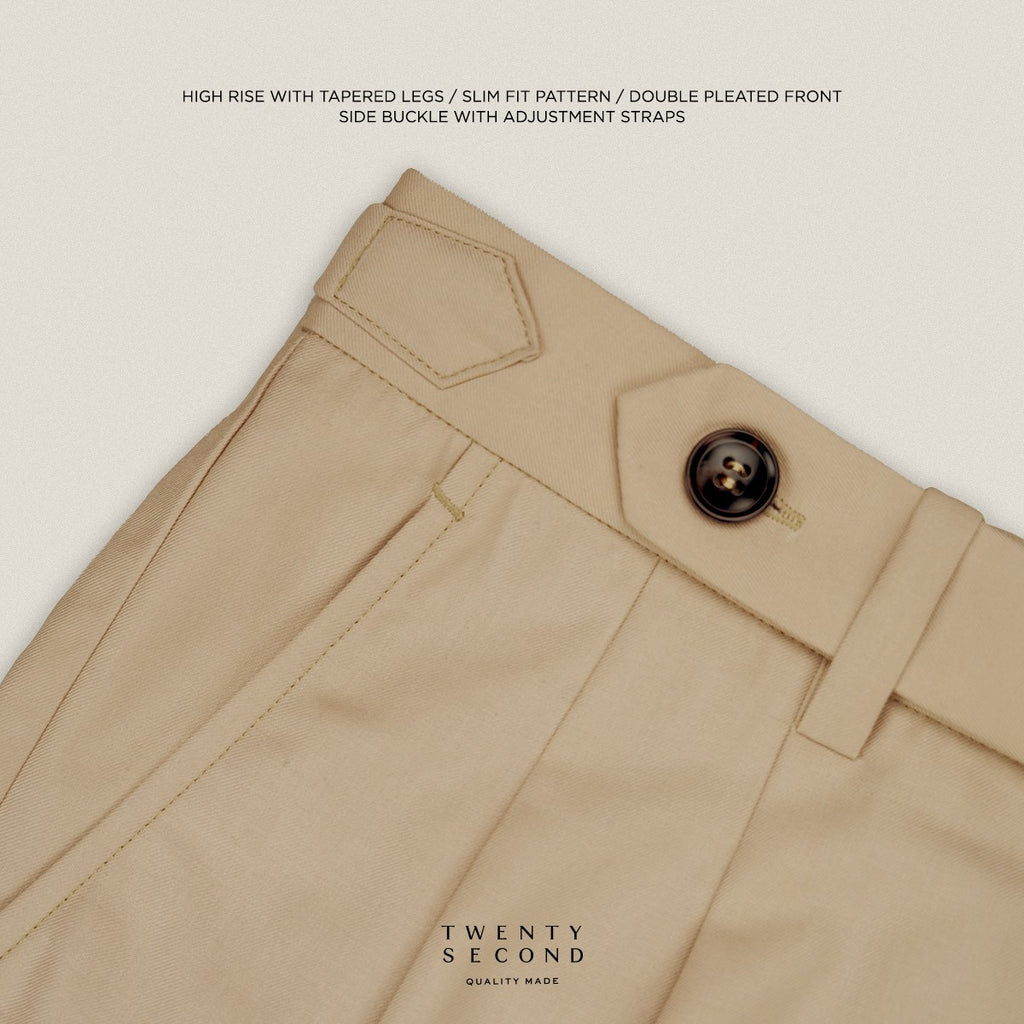 CLASSIC PLEATED TROUSERS - BEIGE