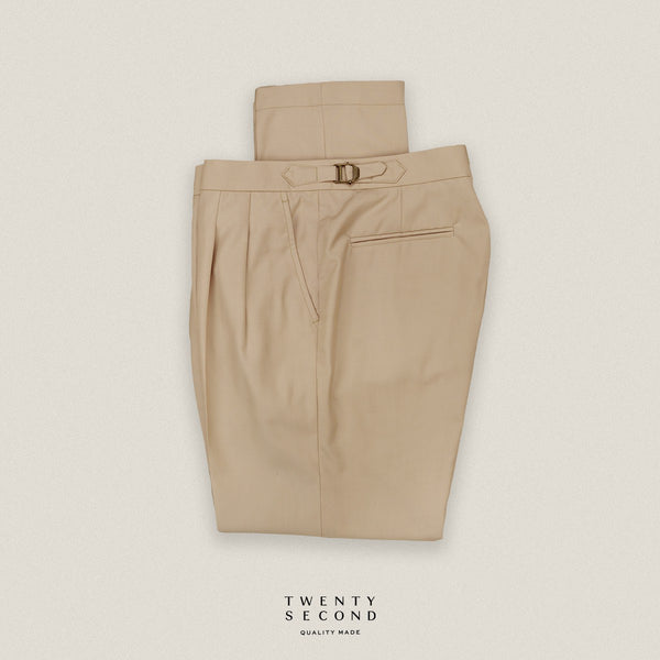 CLASSIC PLEATED TROUSERS - BEIGE