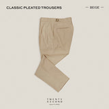 CLASSIC PLEATED TROUSERS - BEIGE