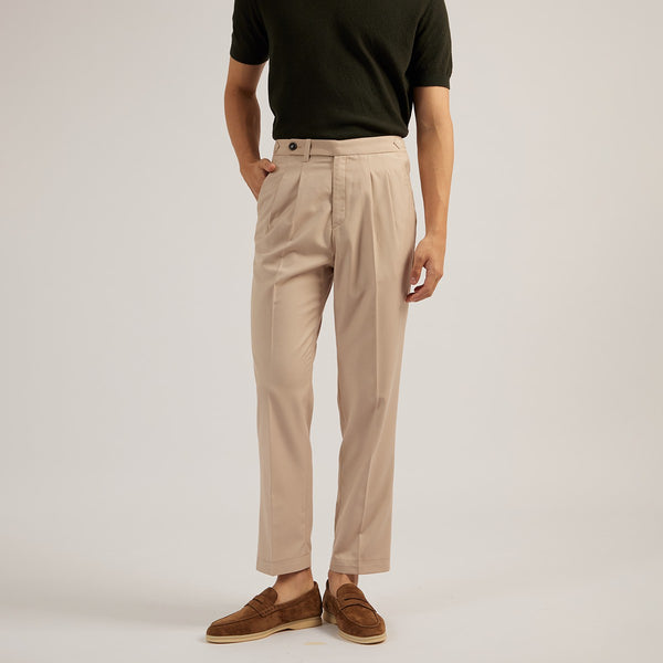 CLASSIC PLEATED TROUSERS - BEIGE