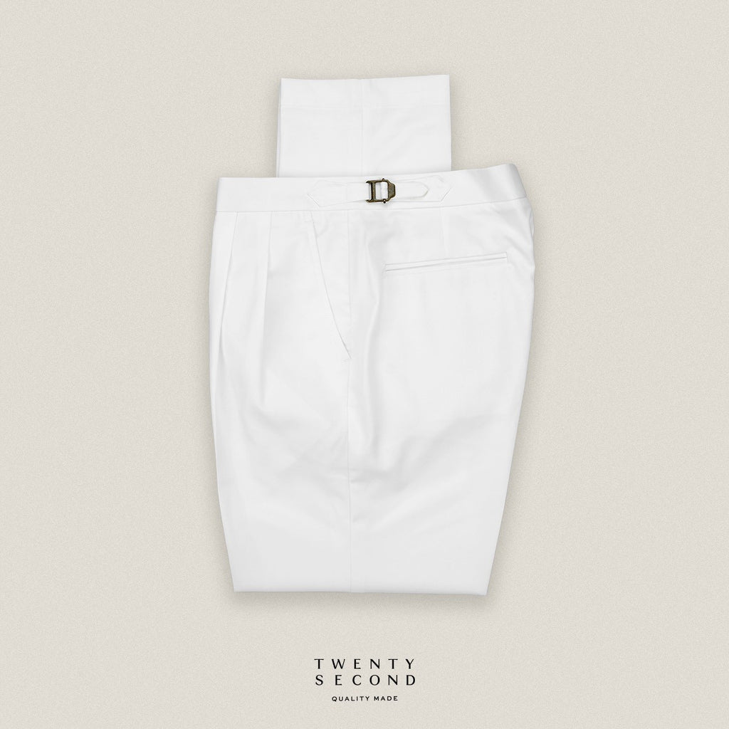 CLASSIC PLEATED TROUSERS - WHITE