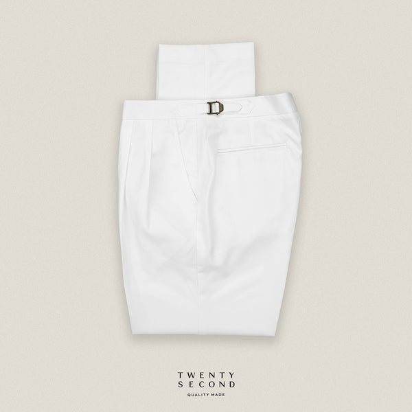 CLASSIC PLEATED TROUSERS - WHITE