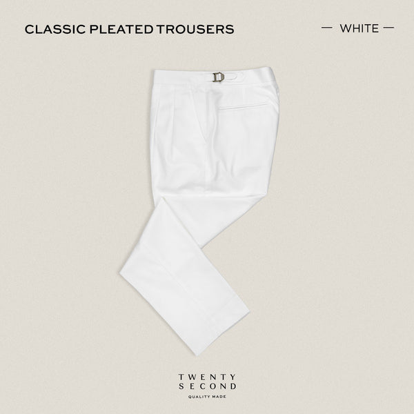 CLASSIC PLEATED TROUSERS - WHITE