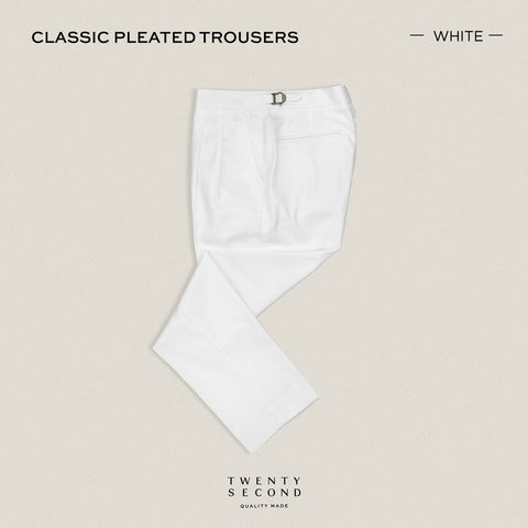 CLASSIC PLEATED TROUSERS - WHITE