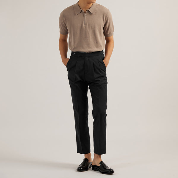 CLASSIC PLEATED TROUSERS - BLACK