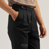 CLASSIC PLEATED TROUSERS - BLACK
