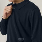 HAYDEN LONG SLEEVES KNIT POLO - DARK BLUE