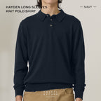 HAYDEN LONG SLEEVES KNIT POLO - DARK BLUE