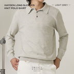 HAYDEN LONG SLEEVES KNIT POLO - LIGHT GREY